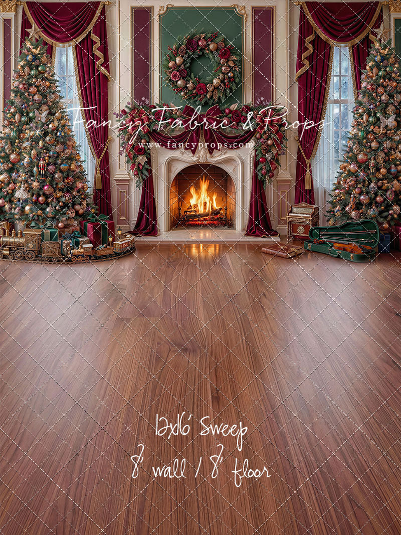Burgundy Christmas Manor - with Sweep Option