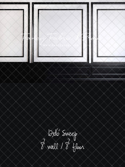 Classy Black & White Wainscoting - Black Floor - With Sweep Option