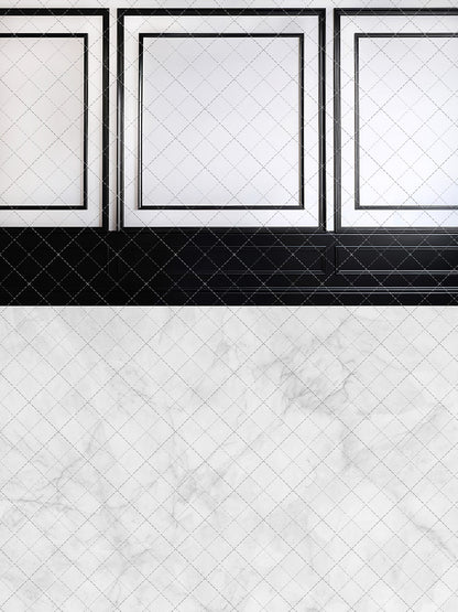 Classy Black & White Wainscoting - White Marble Floor - With Sweep Option