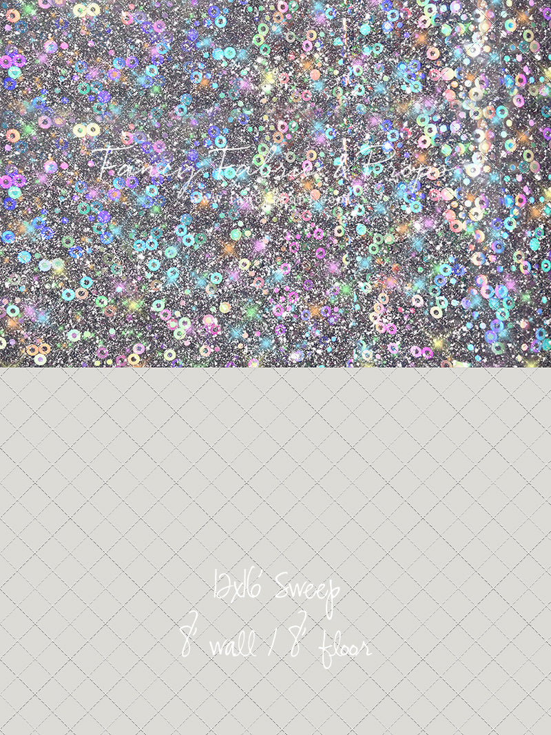 Cosmic Celebration - With Solid Beige Gray Floor Sweep Option