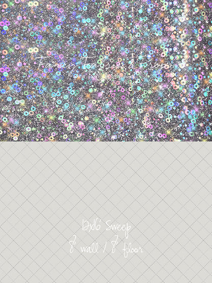 Cosmic Celebration - With Solid Beige Gray Floor Sweep Option