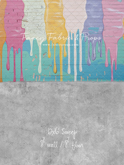 Pastel Paint Drip Wall - Concrete Floor Option - With Sweep Option