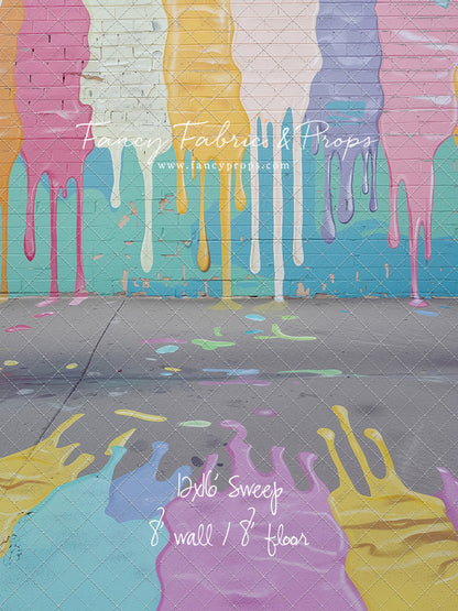 Pastel Paint Drip Wall - Painted Floor Option - With Sweep Option