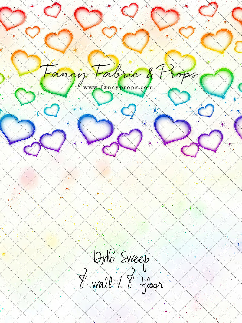 Rainbow Puffy Hearts - With Sweep Option