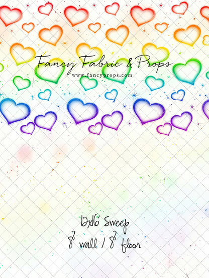 Rainbow Puffy Hearts - With Sweep Option
