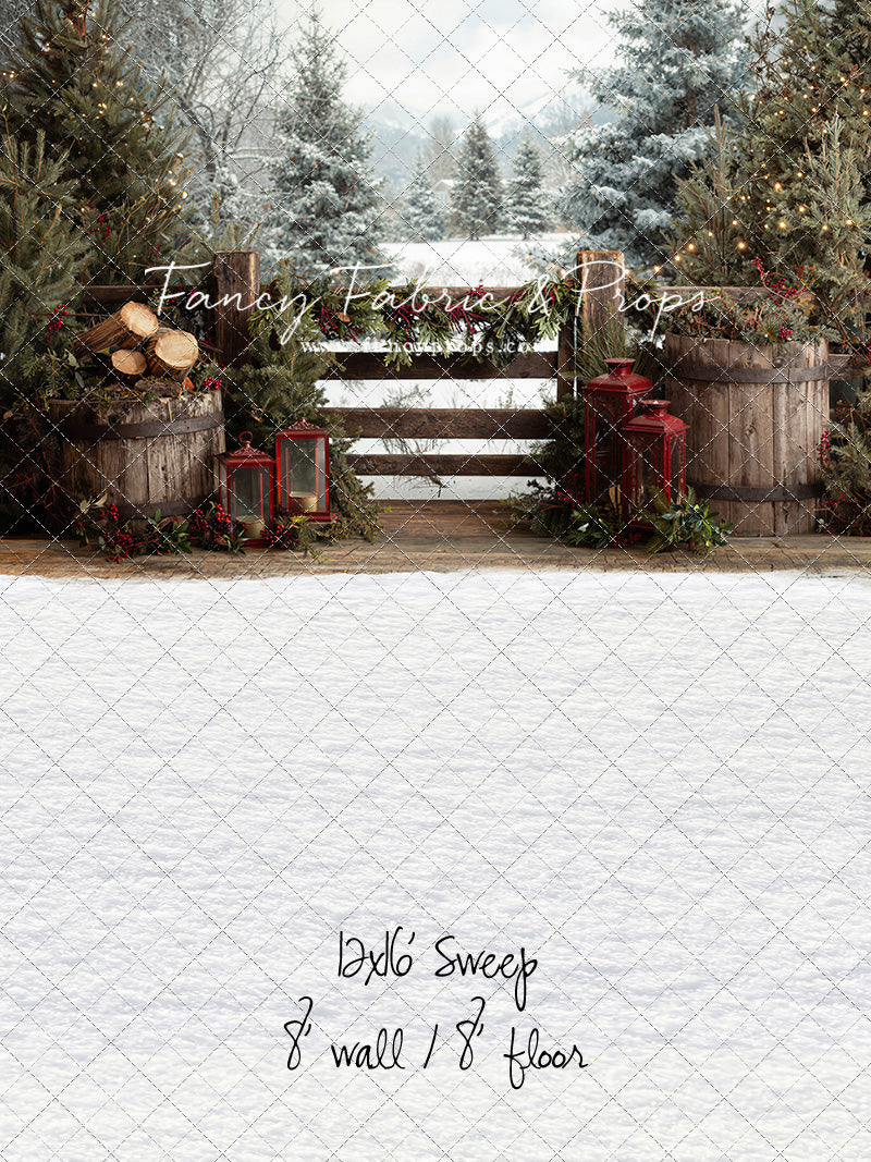 Rustic Wintertime Fence - with Sweep Option