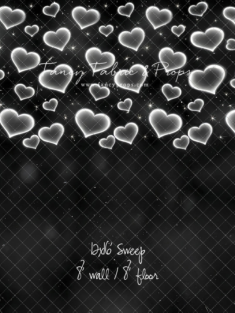 White Puffy Hearts - With Sweep Option