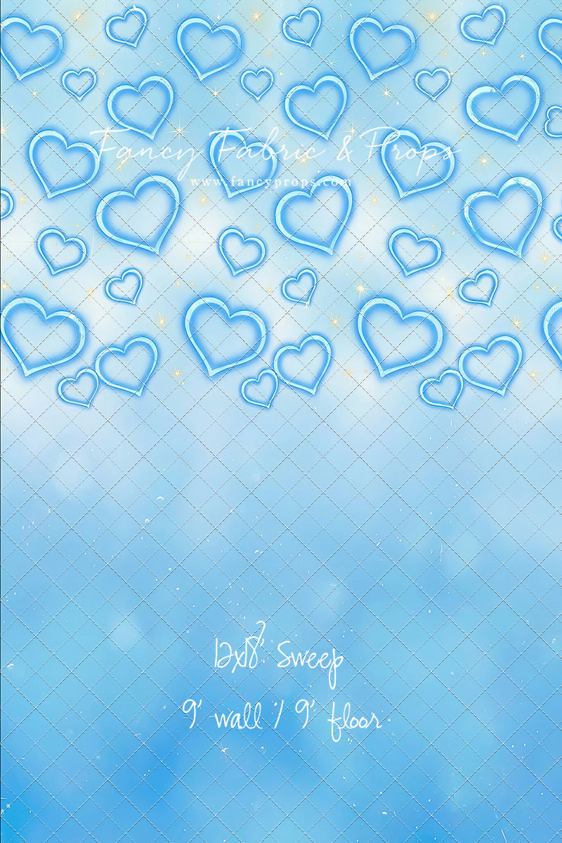 Blue Puffy Hearts - With Sweep Option