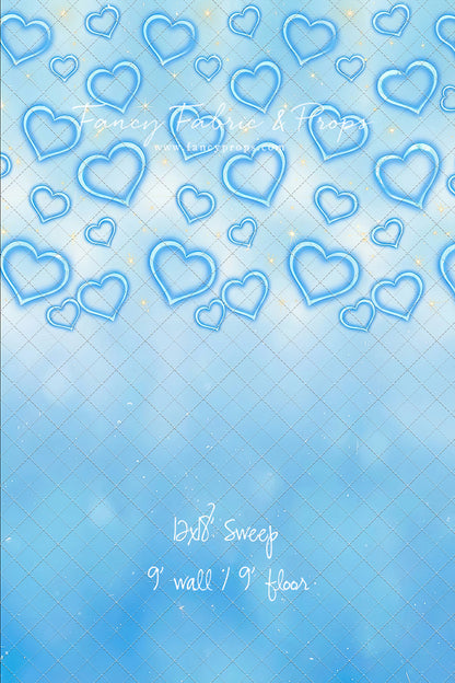 Blue Puffy Hearts - With Sweep Option