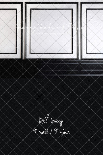 Classy Black & White Wainscoting - Black Floor - With Sweep Option