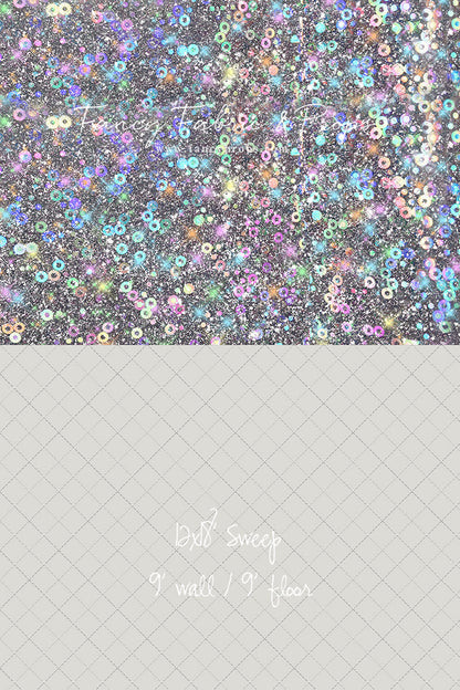 Cosmic Celebration - With Solid Beige Gray Floor Sweep Option