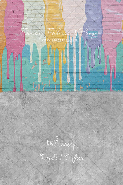 Pastel Paint Drip Wall - Concrete Floor Option - With Sweep Option