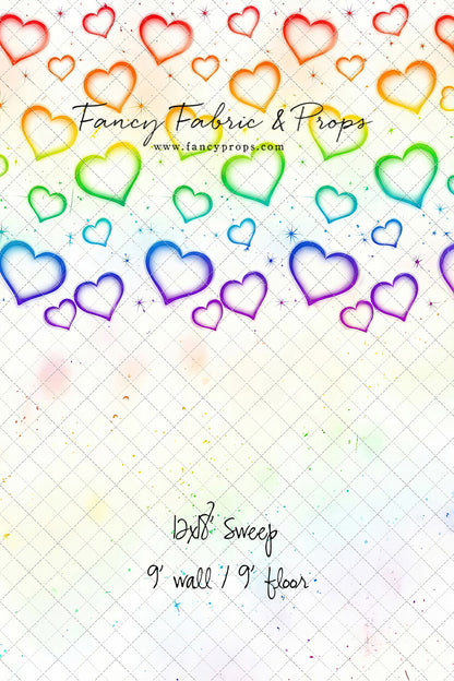 Rainbow Puffy Hearts - With Sweep Option