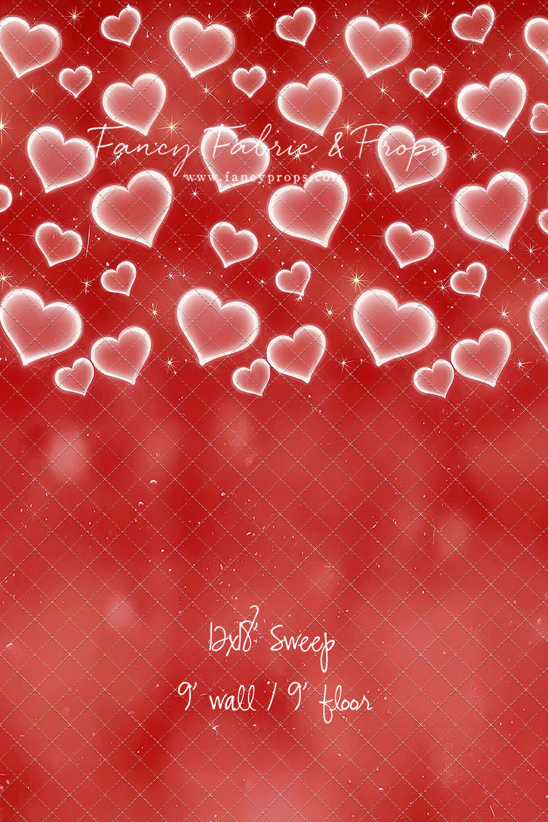 Red Puffy Hearts - With Sweep Option