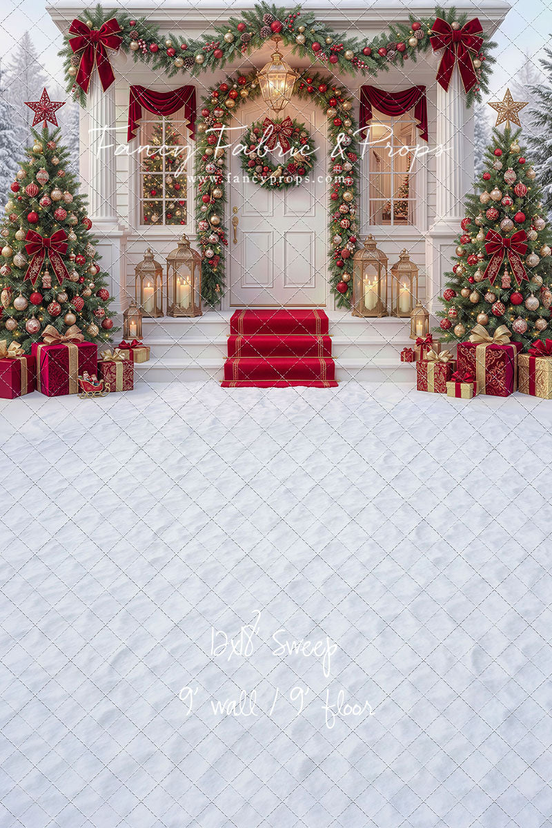 Red Ribbon Christmas Porch - With Sweep Option