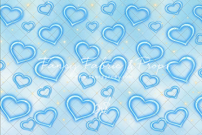 Blue Puffy Hearts - With Sweep Option