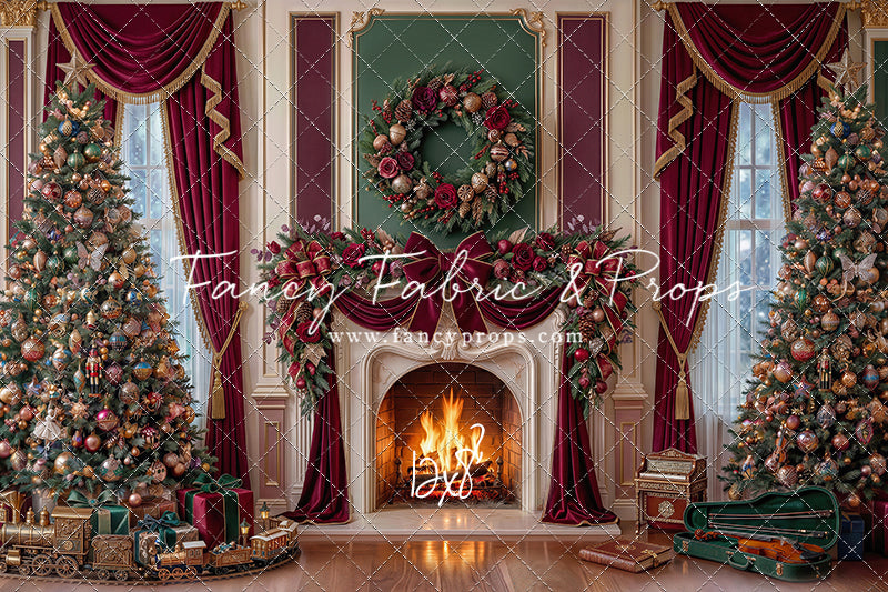 Burgundy Christmas Manor - with Sweep Option