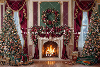 Burgundy Christmas Manor - with Sweep Option