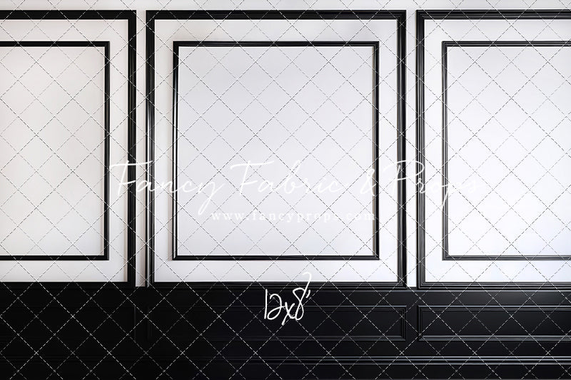 Classy Black & White Wainscoting - Black Floor - With Sweep Option