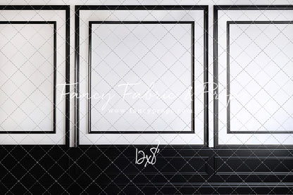 Classy Black & White Wainscoting - Black Floor - With Sweep Option