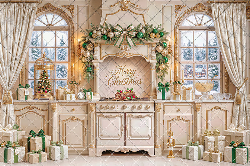 Gilded Christmas Kitchen - With Sweep Option