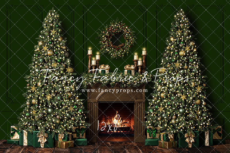 Gold & Greens Classic Christmas Mantle - Room