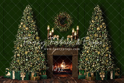 Gold & Greens Classic Christmas Mantle - Room