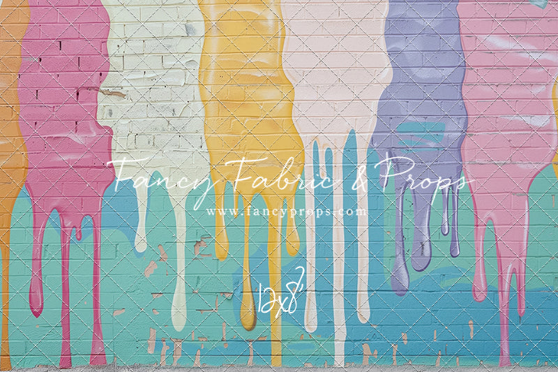 Pastel Paint Drip Wall - Concrete Floor Option - With Sweep Option
