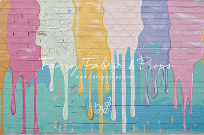 Pastel Paint Drip Wall - Concrete Floor Option - With Sweep Option