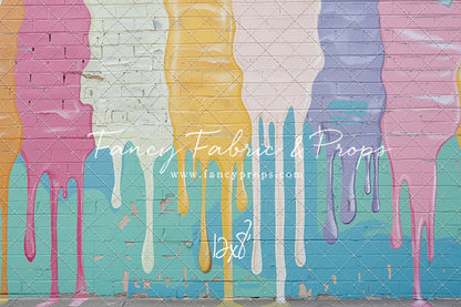 Pastel Paint Drip Wall - Painted Floor Option - With Sweep Option