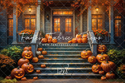 Pumpkin-Lit Porch  - With Sweep Option