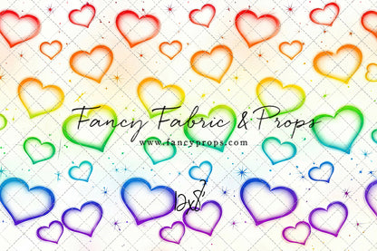 Rainbow Puffy Hearts - With Sweep Option