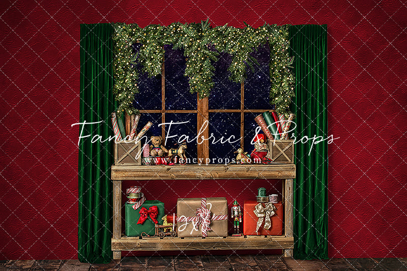 Red Wrapping Room Window