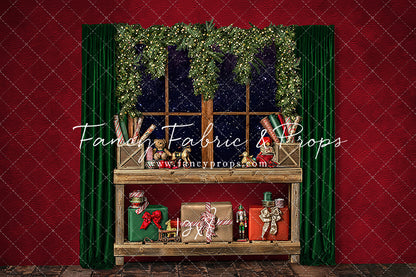 Red Wrapping Room Window