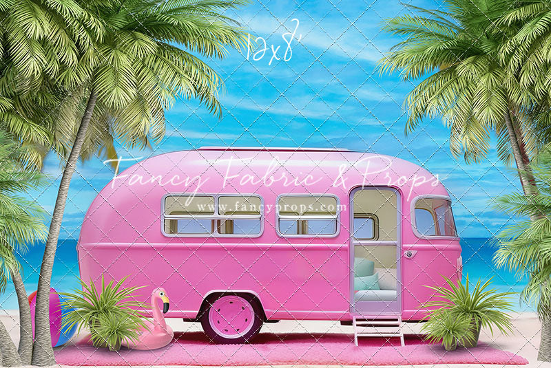 Road Trip Chic - Pink Camper - With Sweep Option