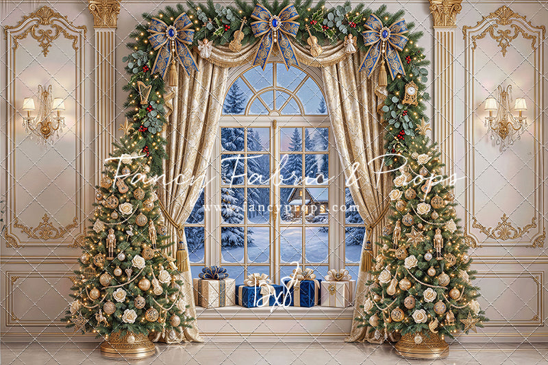 Sapphire & Gold Holiday Window - with Sweep Option