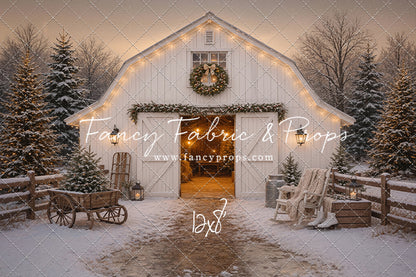 Snowfall At Cedar Ridge Barn - with Sweep Option