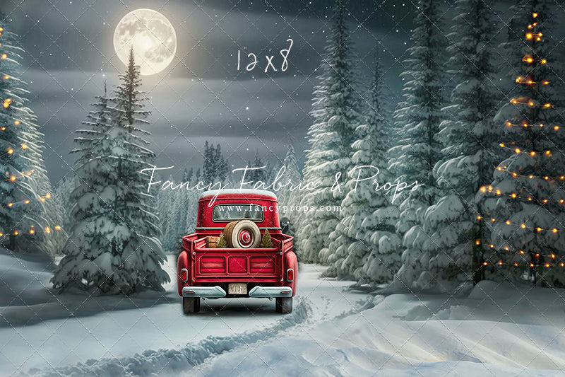 Snowy Moonlit Drive - With Lights - with Sweep Option