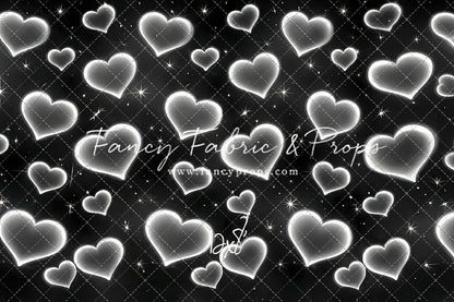 White Puffy Hearts - With Sweep Option