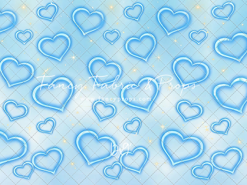 Blue Puffy Hearts - With Sweep Option