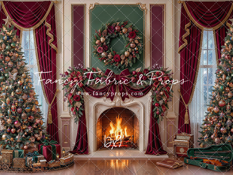 Burgundy Christmas Manor - with Sweep Option