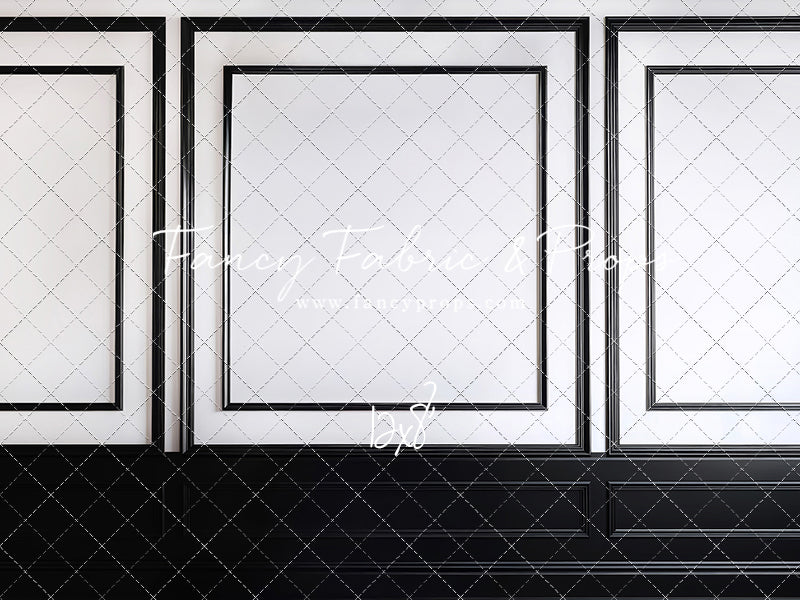 Classy Black & White Wainscoting - Black Floor - With Sweep Option