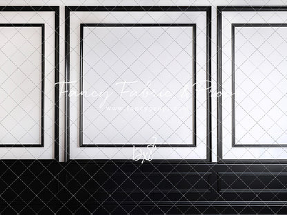 Classy Black & White Wainscoting - White Marble Floor - With Sweep Option