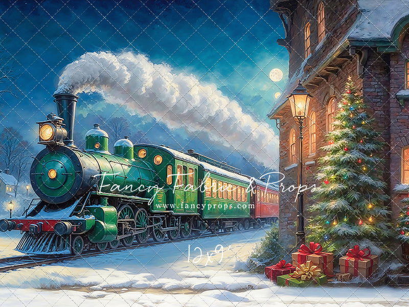 Festive Locomotive - Train on Left Option - With Sweep Option
