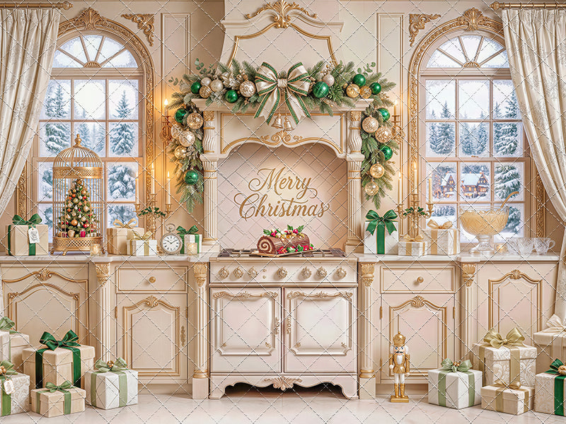 Gilded Christmas Kitchen - With Sweep Option