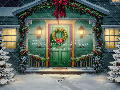 Magical Holiday Porch - Green Door - with Sweep Option