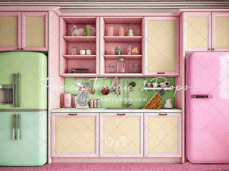 Midge's Kitchenette - Pink Floor Option - With Green Fridge Sweep Option