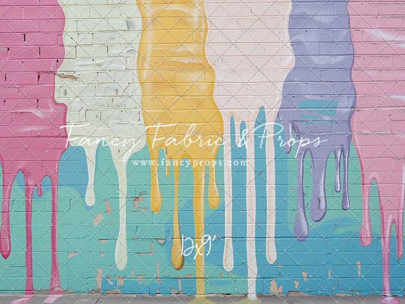 Pastel Paint Drip Wall - Painted Floor Option - With Sweep Option