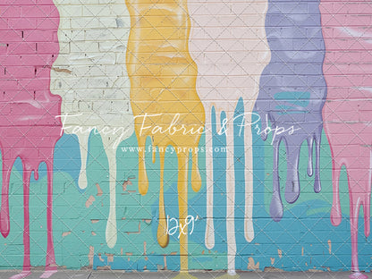Pastel Paint Drip Wall - Painted Floor Option - With Sweep Option