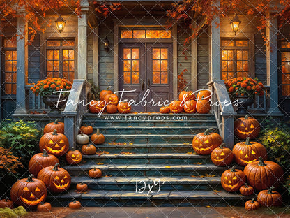 Pumpkin-Lit Porch  - With Sweep Option